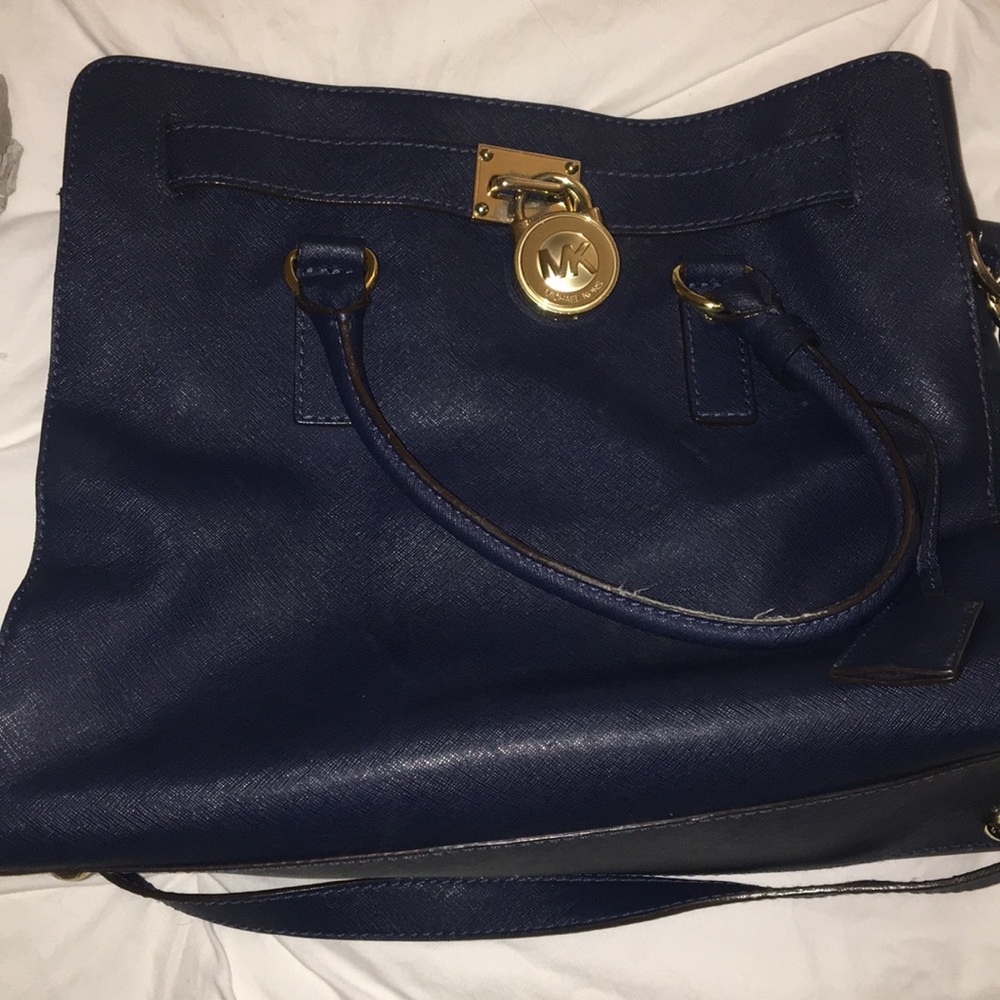 Michael Kors Dark Blue Large Hamilton Bag